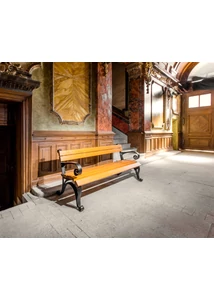 Bécsi öntöttvas kerti pad,kültéri pad teak